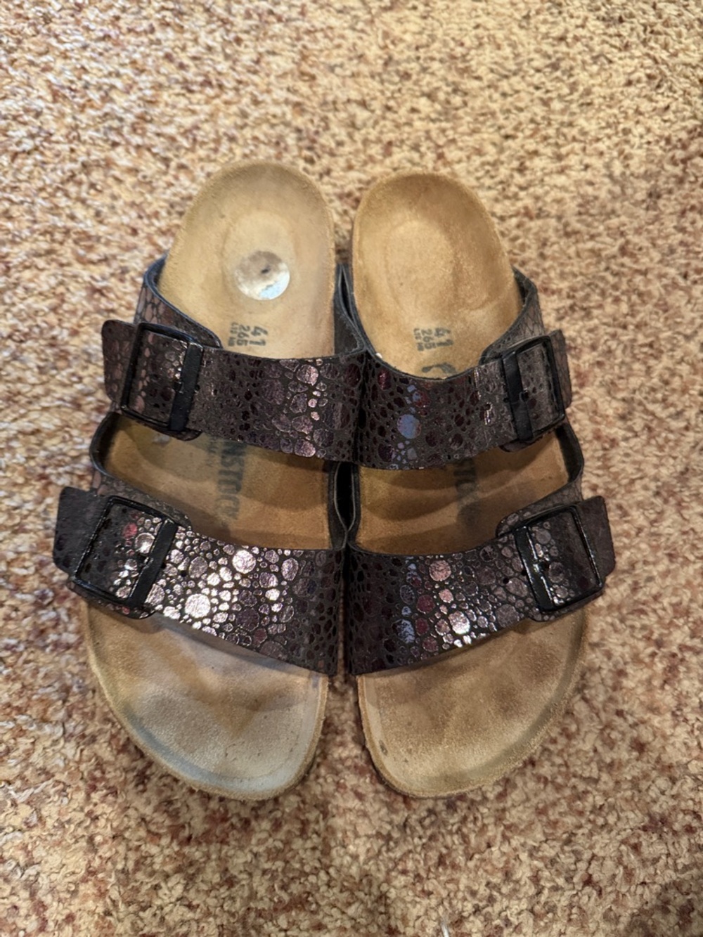 Birkenstock Metallic Brown Double Strap Sandals size 41 or women’s 10 narrow.